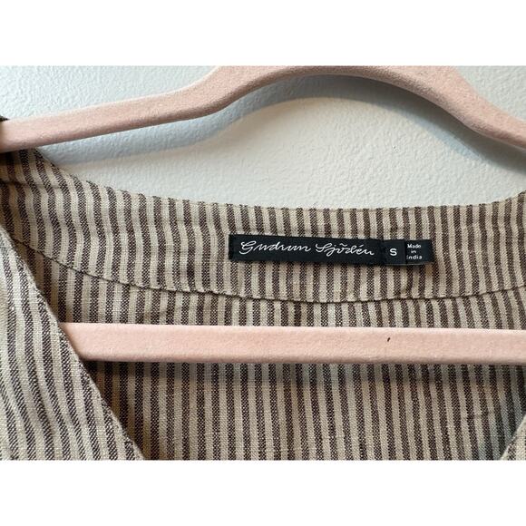 Gudrun Sjoden Brown Striped Pocket Dress Linen Organic Cotton Size S EUC - Picture 2 of 16
